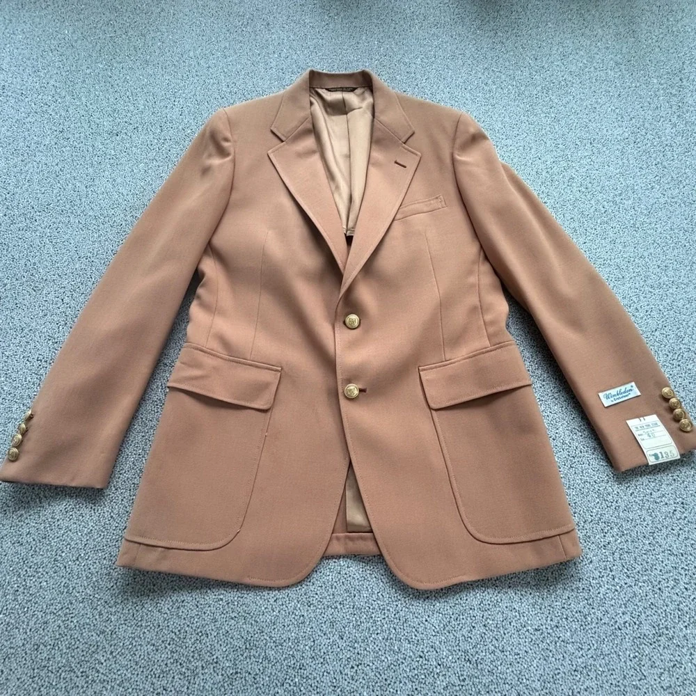 Wimbledon Cricketeer 60's-70's NWT Deadstock Blazer 40R Peachy Tan Preppy Tennis